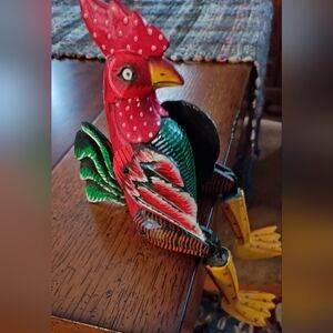 Sale! Colorful Hand painted Self Sitter Wood Rooster
